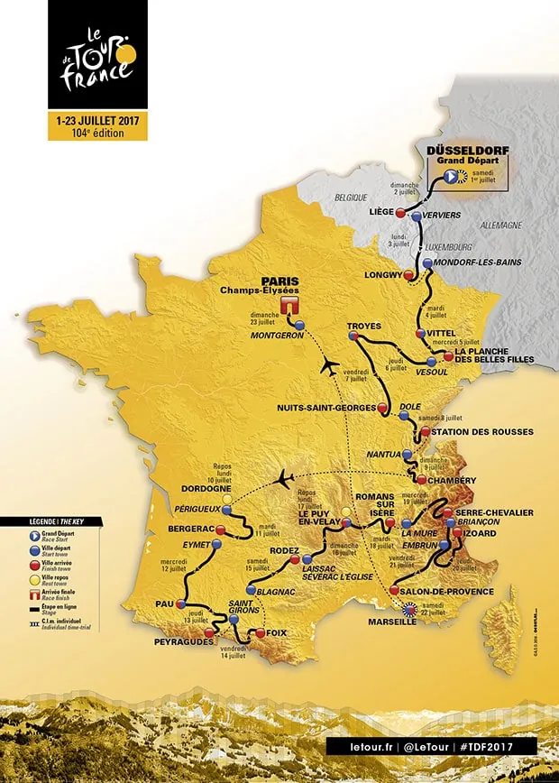 carte du tour de France 2017